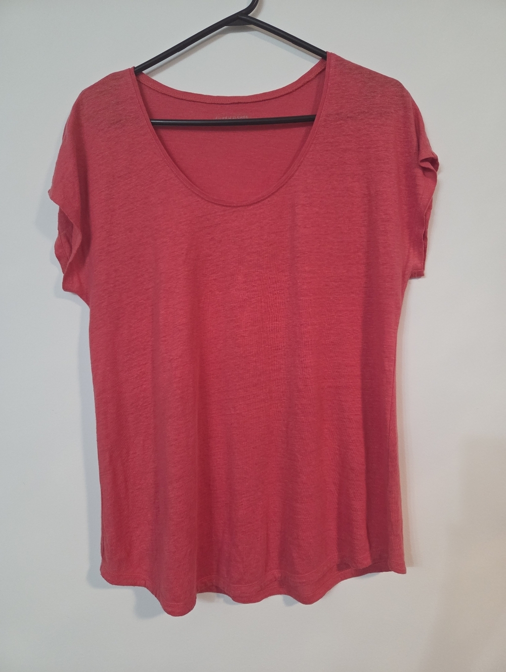 Eileen Fisher linen cap sleeve Tshirt Sz XS (Fits much larger Ptp 21")
